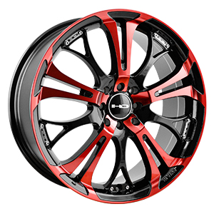 HD Wheels Spinout Black Machined w/ Red