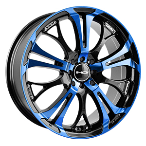 HD Wheels Spinout Gloss Black Machined W/ Blue