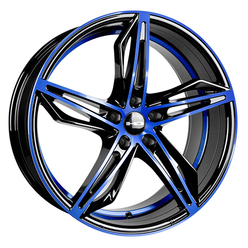 HD Wheels Fly-Cutter Gloss Black Machined W/ Blue Clear