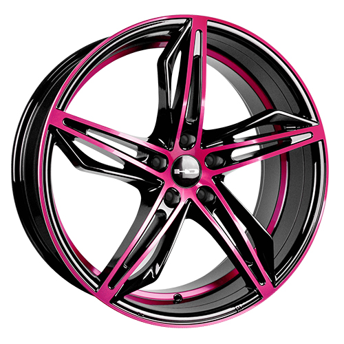 HD Wheels Fly-Cutter Gloss Black Machined W/ Pink Clear