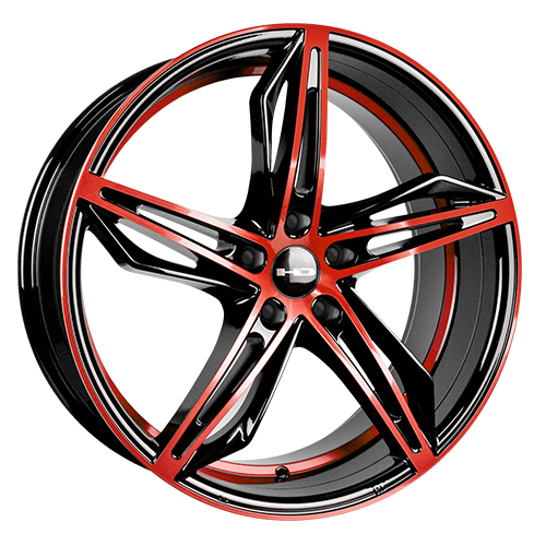 HD Wheels Fly-Cutter Gloss Black Machined W/ Red Clear