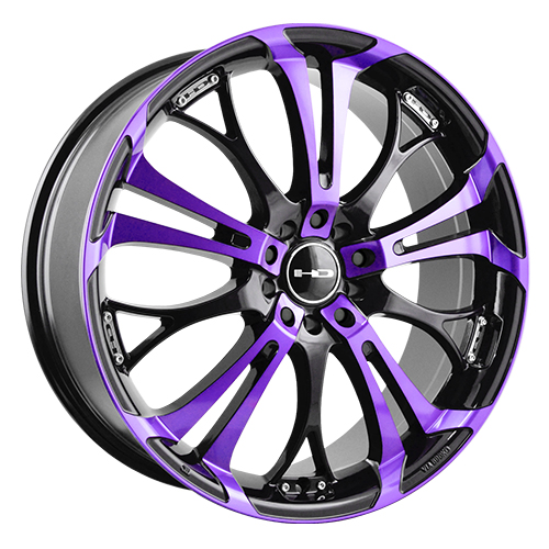 HD Wheels Spinout Gloss Black Machined W/ Purple Accents